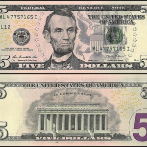 $5 Dollar USD Banknote for sale